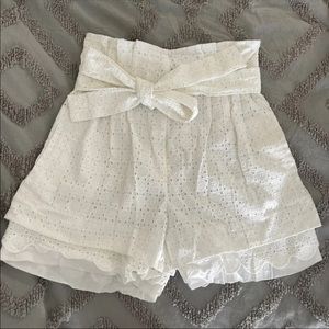 See by Chloe White Eyelet Paperbag Shorts